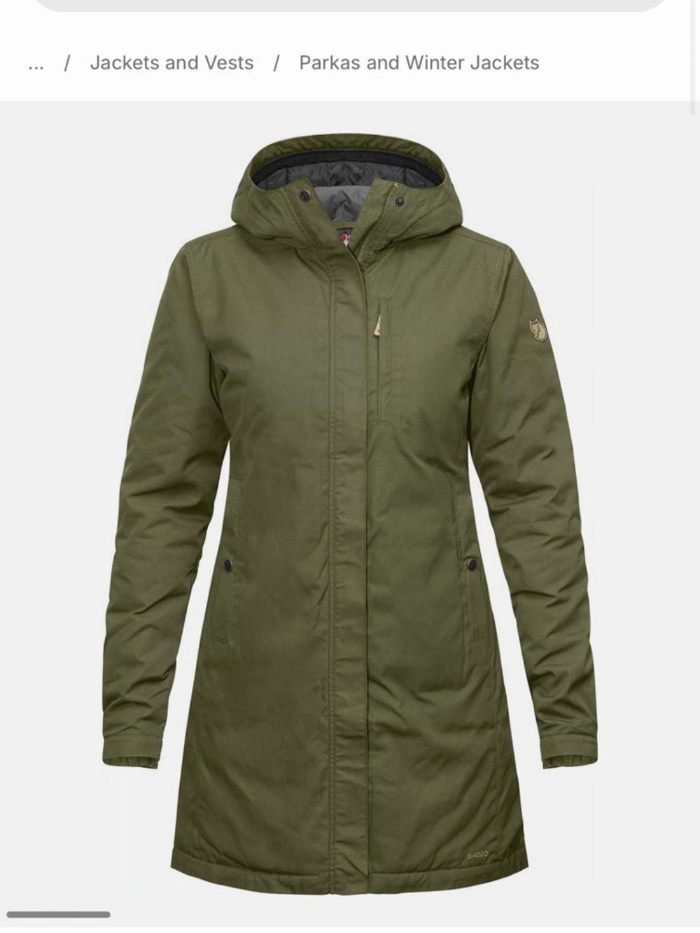 Fjallraven Olive Green Hooded Parka